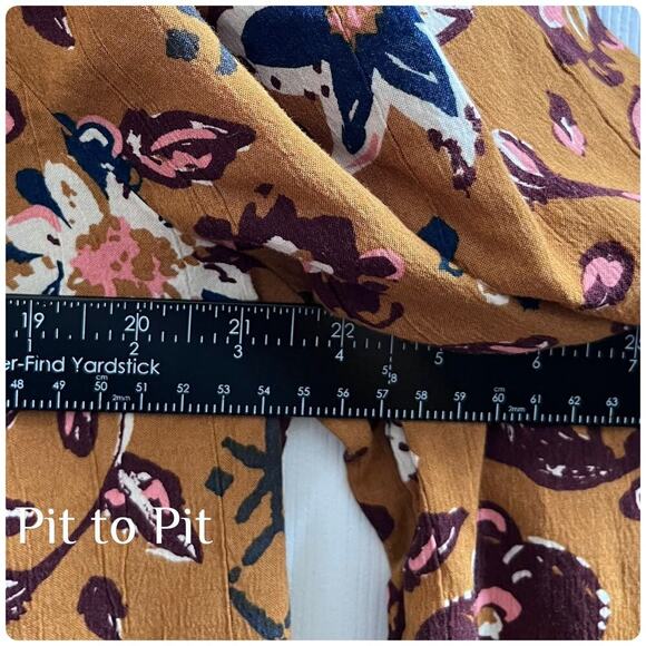 Sonoma Brown Print Square Neck Lyocell Rayon Blend Peasant Boho Blouse Size 1X - Picture 8 of 10